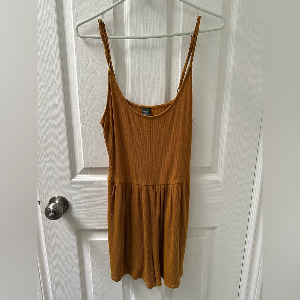 Wild Fable Mustard Yellow Scoop neck Sleeveless Romper with pockets